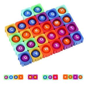 NowFuture Alphabet Pop-its-Fidget-Blocks,Upper&Lowercase Match gameRainbow Seven colorDIY Puzzle Letter pop-its-classroom,Alphabet-Learning-Spelling Toy