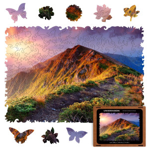 UNIDRAgON Original Wooden Jigsaw Puzzles - Nature Enchanting Sunrise, 125 pcs, Small 9x62, Beautiful gift Package, Unique Shape Best gift for Adults and Kids