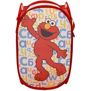 crown crafts Infant Products Sesame Street Elmo Pop Up Hamper - Mesh Laundry BasketBag with Durable Handles