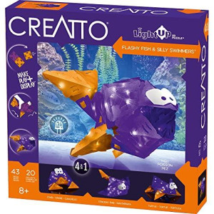 creatto Flashy Fish Silly Swimmers Light-Up 3D Puzzle Kit Includes creatto Puzzle Pieces to Make Illuminated craft creations, Sting Ray, Turtle, crab, Fish DIY Activity LED Lights