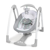 Ingenuity convertMe 2-in-1 compact Portable Automatic Baby Swing & Infant Seat, Battery-Saving Vibrations, Nature Sounds, 0-9 Months 6-20 lbs (Swell)