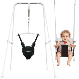 2 in 1 Baby Jumper & Swing, Baby Jumper for Indoor and Outdoor Use, Baby Swing with Foldable Stand, Stable Toddler Swing Set