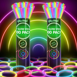200 Ultra Bright glow Sticks Bulk - Halloween glow in The Dark Party Supplies Pack - 8 glowsticks Party Favors with Bracelets and Necklaces