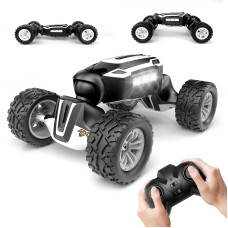 Tecnock Rc car Remote control car for Kids Adults,1:14 Scale 15Kmh Remote control crawler,4WD 24 gHz All Terrains Transform Toy Stunt car for 60 Mins Play,gift for Boys girls(Silver)