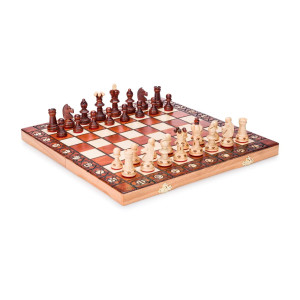 Beautiful Handcrafted Wooden chess Set with Wooden Board and Handcrafted chess Pieces - gift idea Products (14 (36 cm) AMB)