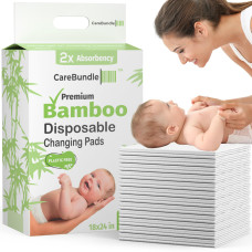 careBundleA Plastic Free 18x24 Organic Disposable changing Pads for Baby - Ultra Soft Bamboo Viscose (Pack of 40)