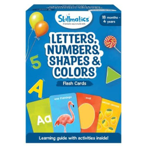 Skillmatics Thick Flash cards for Toddlers : Letters, Numbers, Shapes & colors 3 in 1 Educational game for 18 Months to 4 Years Includes Learning Activities for Preschoolers