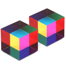 ZhuochiMall cMY Mixing color cube, 40mm (157 inch) Acrylic cMYcube Prism for Desktop Decoration, Science Learning Toys Educational gifts for Kids, 2 Pack