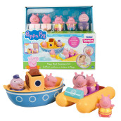 TOMY Toomies Peppa Pig Bath Toys - PeppaAs Boat Adventure Bath Toy Set - Includes Two Boats and 5 Peppa Pig Toy Figures - Baby and Toddler Bath Toys for 18 Months and Up