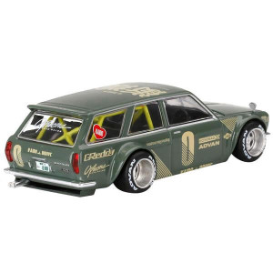 1971 Datsun 510 Wagon RHD (Right Hand Drive) green (Designed by Jun Imai) Kaido House Special 164 Diecast Model car by True Scale Miniatures