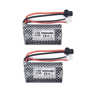 Sea Jump 2Pcs 7.4V 800Mah Lithium Battery With Sm Plug For Wpl C24 D12 Rc Truck Parts Anstoy 1085 1086 1087 1088 Syma Q12 Gel Ball Blasting Machine Lithium Battery