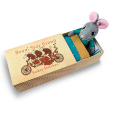Foothill Toy co Mice in Boxes - Harper The Field Mouse Playset with Stuffed Animal in a Match Box Bed