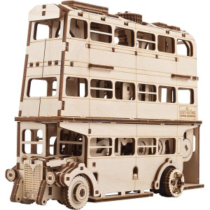 Ugears Harry Potter Knight Bus - 3D Wooden Puzzles For Adults To Build - Wooden Bus Model Kits 3D Puzzles For Adults - Wooden Model Building Diy Craft Kit With Spring Motor And Transforming Shape