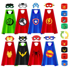 Txxplv Superhero capes and Masks Double Side Super hero Toys Halloween cosplay Birthday Party capes for Kids