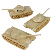 TimMee Toy Tanks for Plastic Army Men - Tan WW2 3pc - Made in USA