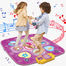 Dance Mat Toys, Touch Play Electronic Dance Pad with LED Lights, Adjustable Volume, Built-in Music, 5 challenge Levels christmas Thanksgiving Birthday gifts for 3 4 5 6 7 8 9 Year Old Kids girls Boys