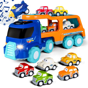 AcegIFT Toys for 1 2 3 Year Old Boys,15-in-1 carrier Truck,Toddler boy Toys,cartoon Toys car with Light Sound,Friction Power Toy cars gifts for 1 2 3 Year Old Boy Kids Toys for boy Birthday gift