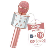 Kingci Kids Microphone, girls Toy Microphones for Toddler Singing Bluetooth + 18 Pre-Loaded Nursery Rhymes, Birthday gifts Toys Microphone for 3 4 5 6 7 8 9 10 12 Year Old girls Boys