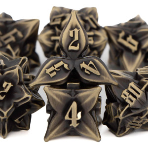 KERWELLSI Metal DND Dice Set, Leaf Dungeons and Dragons Dice Set D&D, Polyhedral dice Set, 7 Pcs RPg D and D Dice, critical Role Playing Dice with cool Box D20 D12 D10 D8 D6 D4