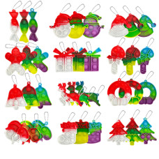 Qabfwe 36 Pcs christmas Mini Pop Bubble Fidget Toy, Simple Silicone Keychain Bubble Pop Desk Toy, Stress Relief Toys Suitable for Kids Adults( christmas Edition)