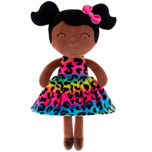 gloveleya Soft Dolls Plush Figures Rainbow Leopard Dress Doll Baby gift 9