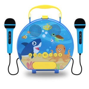 Kids Karaoke Machine for girls Boys with 2 Microphones Toddler Singing Bluetooth Toys children Karaoke Singing Machine Recording Voice changing Speaker for christmas Birthday gift