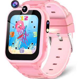 MAVREc TOYS Smart Watch for Kids, Kids Watch Toy gifts for girls Age 3-12, Touchscreen Kids Smart Watches girls with 2 cameras 18 games Alarm 1224 Hr Video Music Player Pedometer Flashlight (Pink)