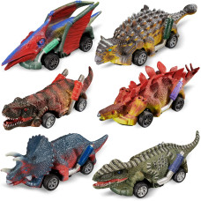 Dinosaur Toys for Kids Toys - 6 Pull Back Toy cars Kids Dinosaur Toys Dinosaur Toy Vehicle Playsets Dinosaur Toys for Kids 3-5 Dinosaur Toys for Kids 5-7 Dino Toys Kid Toys Toddler Boy Toys