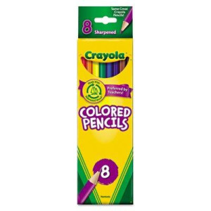 Crayola 684008 Long Barrel Colored Woodcase Pencils 33 Mm 8 Assorted Colorsset