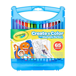 Crayola Super Tips Coloring Art Case With Coloring Pages Kids Gift 65 Pieces Packaging May Vary