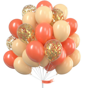 Partywoo Coral Balloons 60 Pcs Coral Latex Balloons Peach Balloons Gold Confetti Balloons Jumbo Peach Balloons For Coral Bir