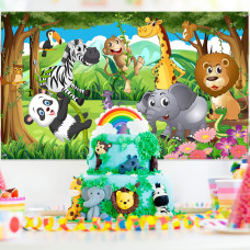 Safari Animals Decorations Extra Large Fabric Jungle Safari Backdrop Banner For Jungle Theme Party Supplies Jungle Safari Anim