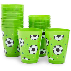 Blue Panda Soccer Reusable Plastic Party Cups Pack Of 16 Green