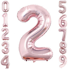 Goer Rose Gold Foil Balloons Number 2 Huge Number Balloons For 2Nd 22Nd Birthday Party Supplies Anniversary Decorations3 Pcs 42