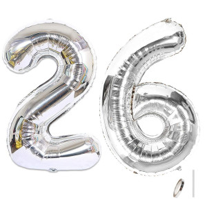 2Pcs 40 Inch Number Balloon Foil Balloons Number 26 Jumbo Giant Balloons Prom Balloon Mylar Huge Number Balloon For Birthday Par