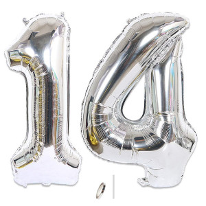 2Pcs 40 Inch Number Balloon Foil Balloons Number 14 Jumbo Giant Balloons Prom Balloon Mylar Huge Number Balloon For Birthday Par