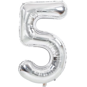 Toniful 40 Inch Silver Large Numbers Balloons 09 Number 5 Digital 5 Helium Balloons Foil Mylar Big Number Balloons For Birthd