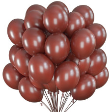 Prextex 75 Brown Party Balloons 12 Inch Coffee Brown Balloons With Matching Color Ribbon For Themed Party Decoration Weddings