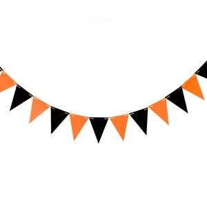 Zooyoo 20 Feet Black And Orange Glitter Pennant Banner Paper Triangle Flags Bunting For Baby Birthday Party Wedding Decor Bab