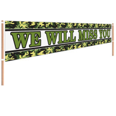 Large Camouflage We Will Miss You Sign Banner Retirement Party Graduation Party Going Away Party Office Work Party Farewell Part