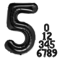 Number Balloon 5 Black Big Giant Jumbo 5Th Birthday Party Decorations Foil Mylar Helium Kids 0-9 Numbers Balloons For Baby Children,40 Inch