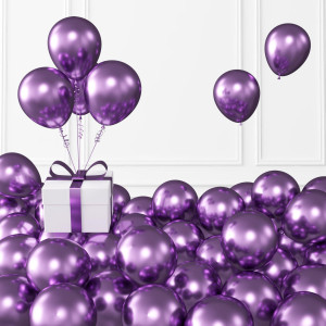 Kalor Metallic Purple Balloons 100 Pcs 5 Inch Thick Latex Chrome Balloons For Balloon Garland Arch Birthday Decoration Weddin