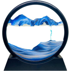 Moving Sand Art Picture Round Glass 3D Deep Sea Sandscape In Motion Display Flowing Sand Frame Sensory Relaxing Desktop Home