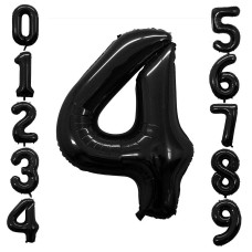 Goer 2 Pcs 42 Inch Black Foil Balloons Number 4 Huge Number Balloons For 4Th 44Th Birthday Party Supplies Anniversary Decoration