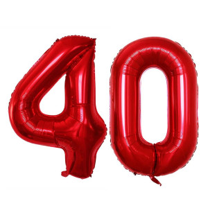 Goer Number 40 Balloons For 40Th Birthday Party Decorations 42 Inch Jumbo Foil Helium Balloons For 40Th Anniversary Red