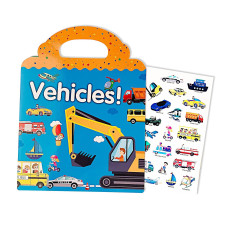 Reusable Sticker Booksvehicles Stickers Truck Stickers For Kids Toddler Toys Age 24 Window Clings For Kids Educational Sticker