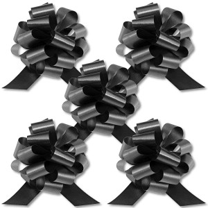 Instabows 5 Black Ribbon Pull Bows For Gift Wrapping Large Christmas Or Birthday Present 5 Pack Of Pull Bow Nice For Easter Or