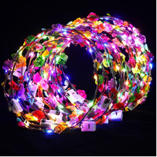 40 Pcs Led Flower Headband Light Up Flower Crown Garland Flower Headdress Floral Headpiece For Women Hair Accessories Birthday