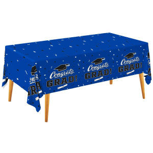 Graduation Party Decorations Gongrats Grad Tablecover For Graduation Party Supplies 3 Pcs Class Blue Table Cloths 54X108