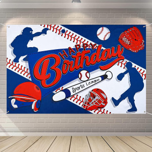 Zelaro Baseball Themed Party Banner Happy Birthday Banner For Boys Kids Teens Large Sport Birthday Backdrop For Christmas Holi